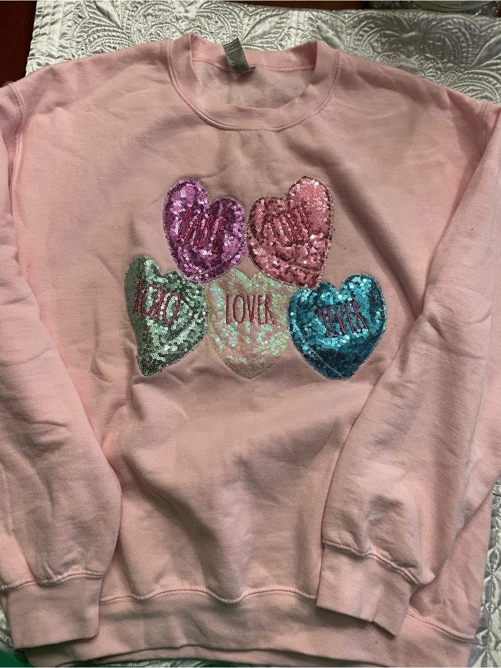 Pink Sequin Heart Sweatshirt for Kids